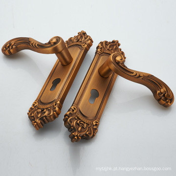 Trava de porta retro européia de madeira maciça luxuosa porta kirsite maçaneta go-sc5